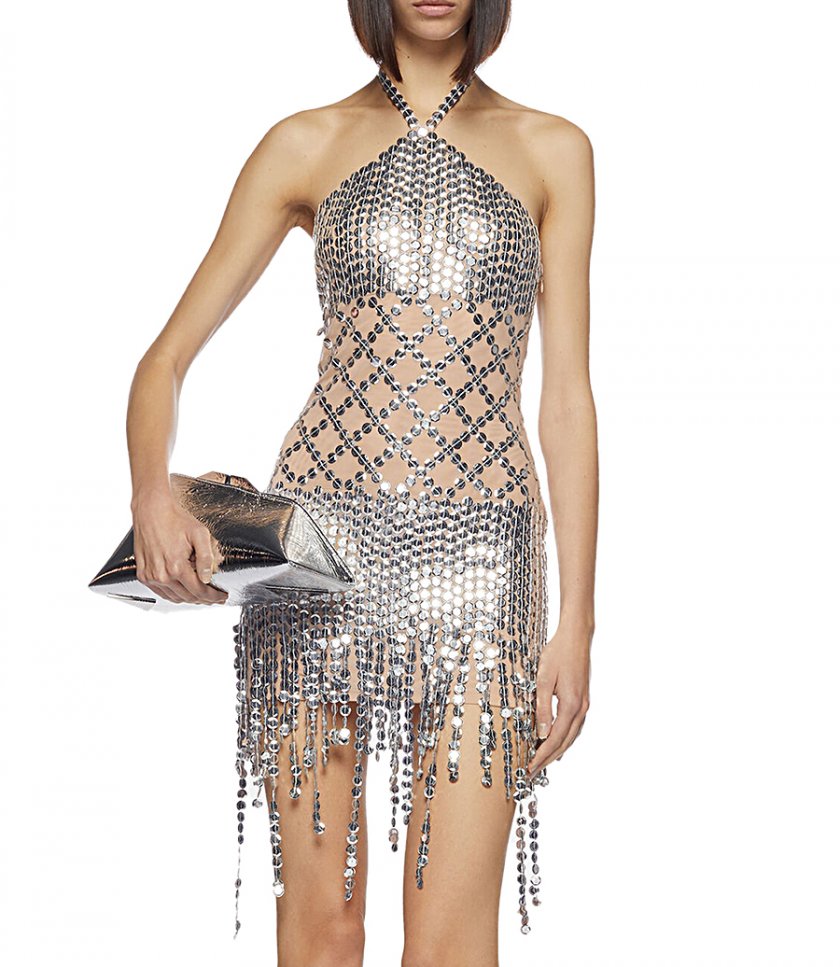 ''ADRIEL'' SILVER MINI DRESS