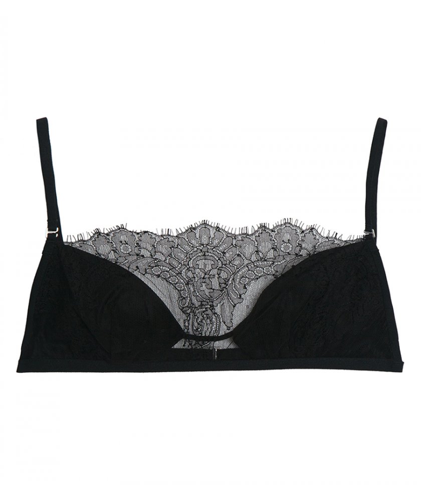 Black T-shirt multiway bra with Chantilly lace