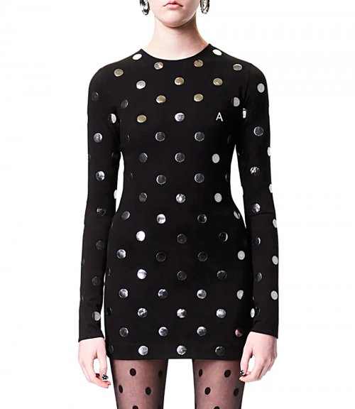 POLKA DOT LONG SLEEVE MINI DRESS