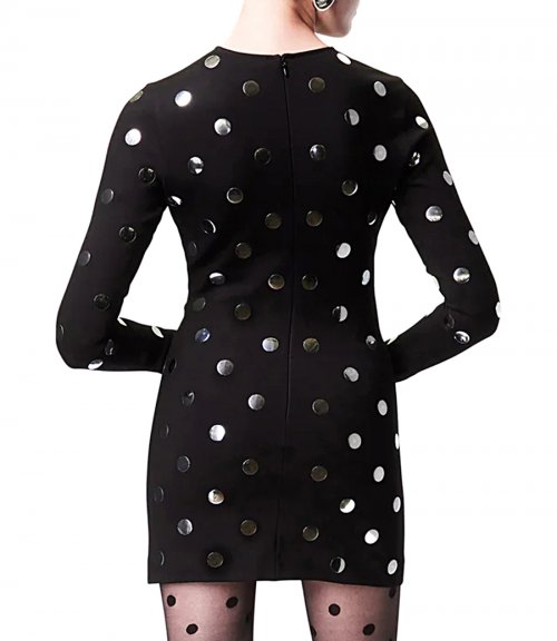 POLKA DOT LONG SLEEVE MINI DRESS