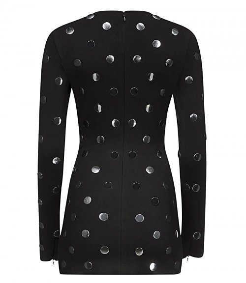 POLKA DOT LONG SLEEVE MINI DRESS