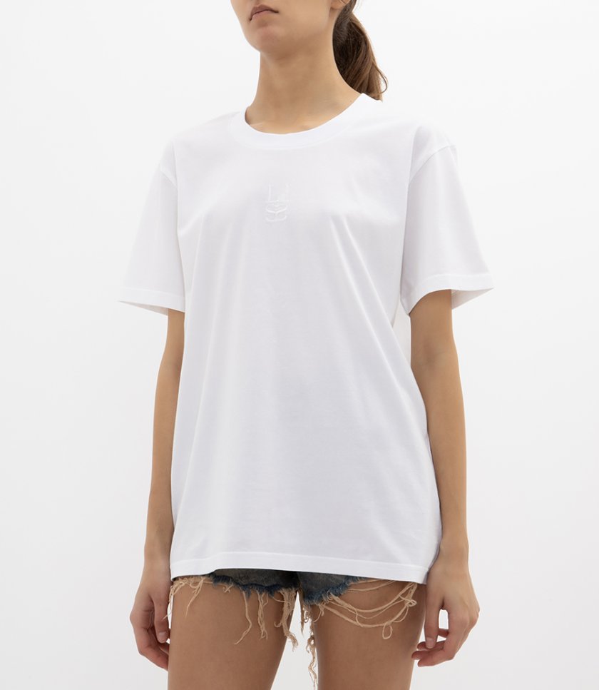 WHITE EMBROIDERY LOGO OVERSIZED T-SHIRT