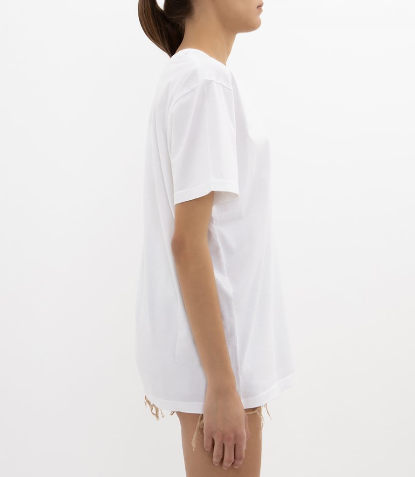 WHITE EMBROIDERY LOGO OVERSIZED T-SHIRT