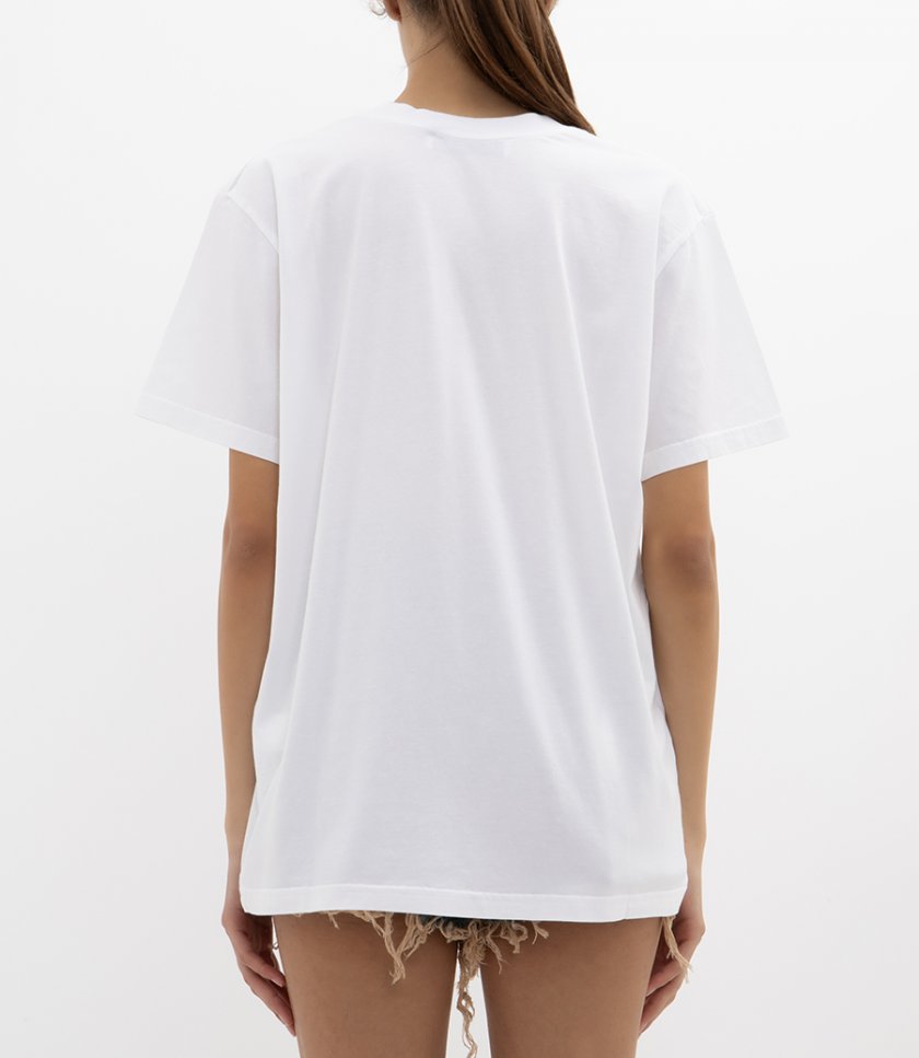 WHITE EMBROIDERY LOGO OVERSIZED T-SHIRT