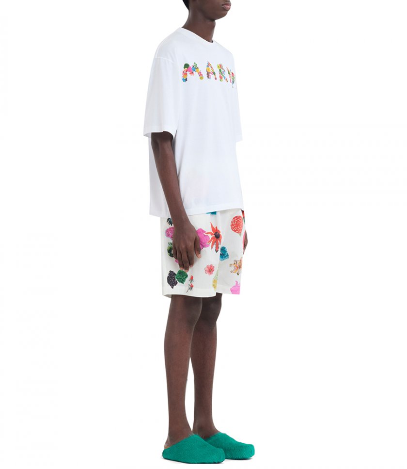 T-SHIRT WITH BOUQUET MARNI LOGO