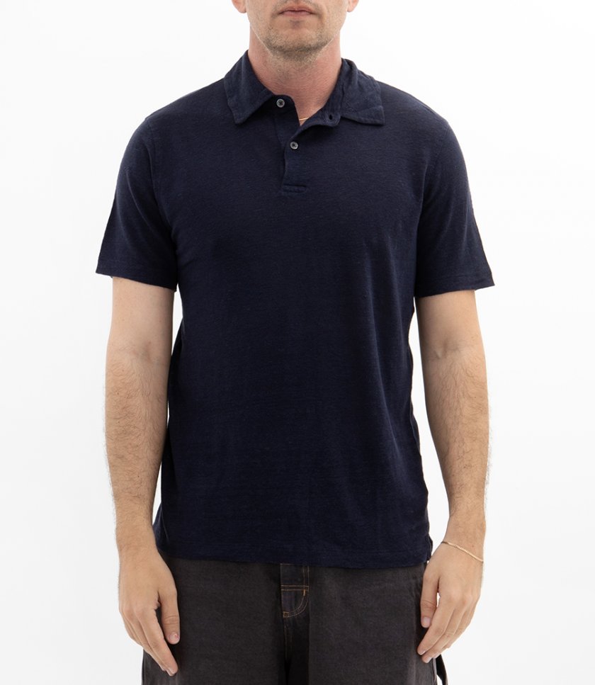 LINEN POLO SS