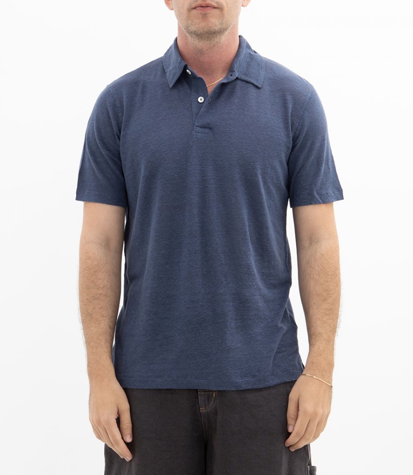 LINEN POLO SS