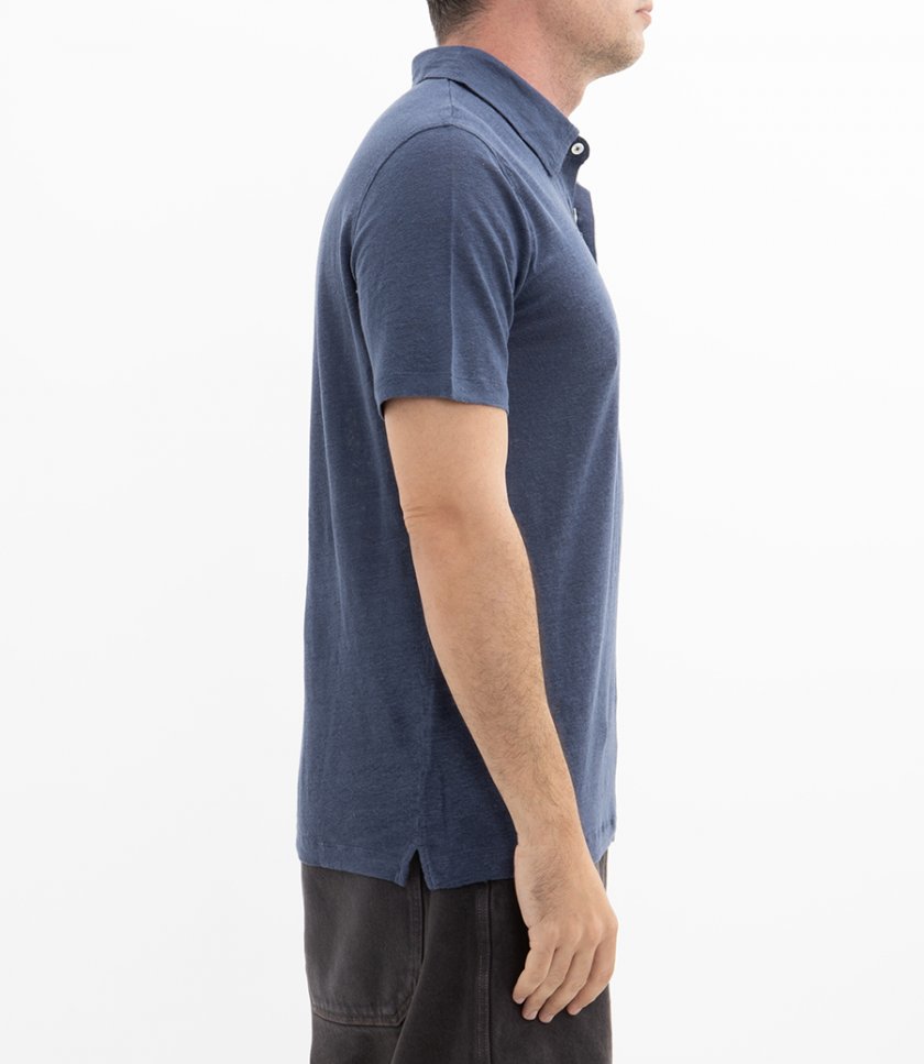 LINEN POLO SS