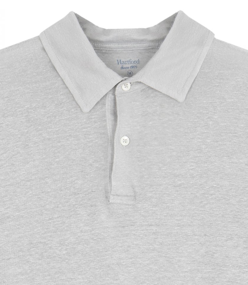 LINEN POLO SS