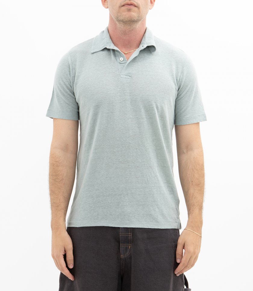 LINEN POLO SS