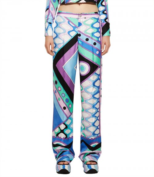 VIVARA-PRINT SILK-TWILL TROUSERS