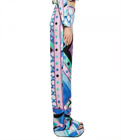 VIVARA-PRINT SILK-TWILL TROUSERS