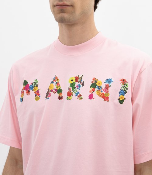 T-SHIRT WITH BOUQUET MARNI LOGO