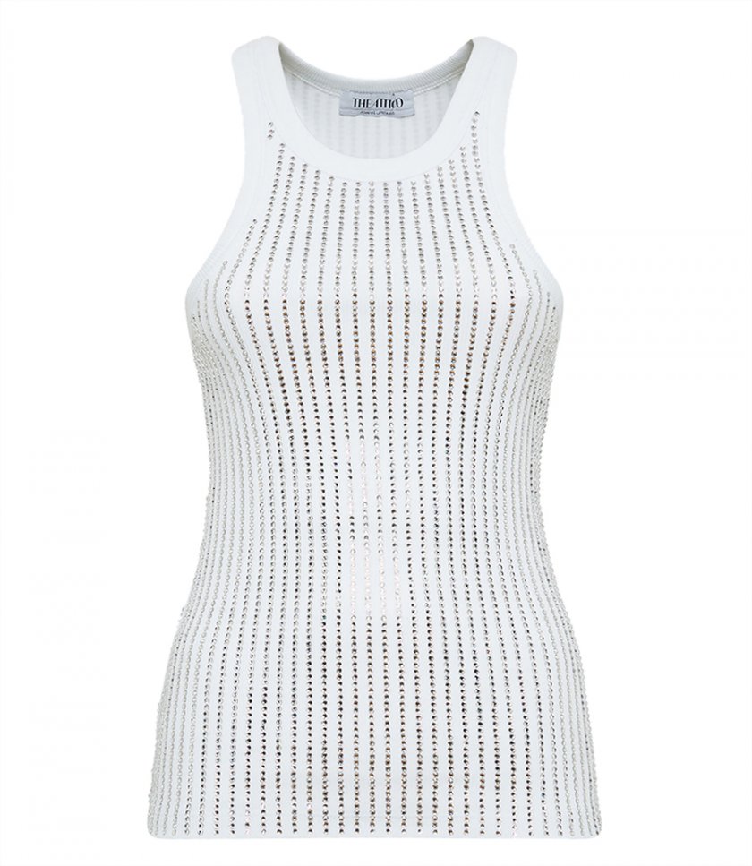 THE ATTICO - WHITE AND CRYSTAL TOP