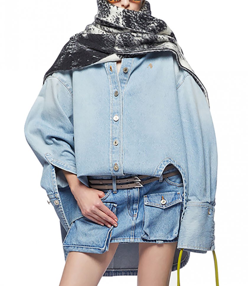 LIGHT BLUE DENIM SHORT COAT