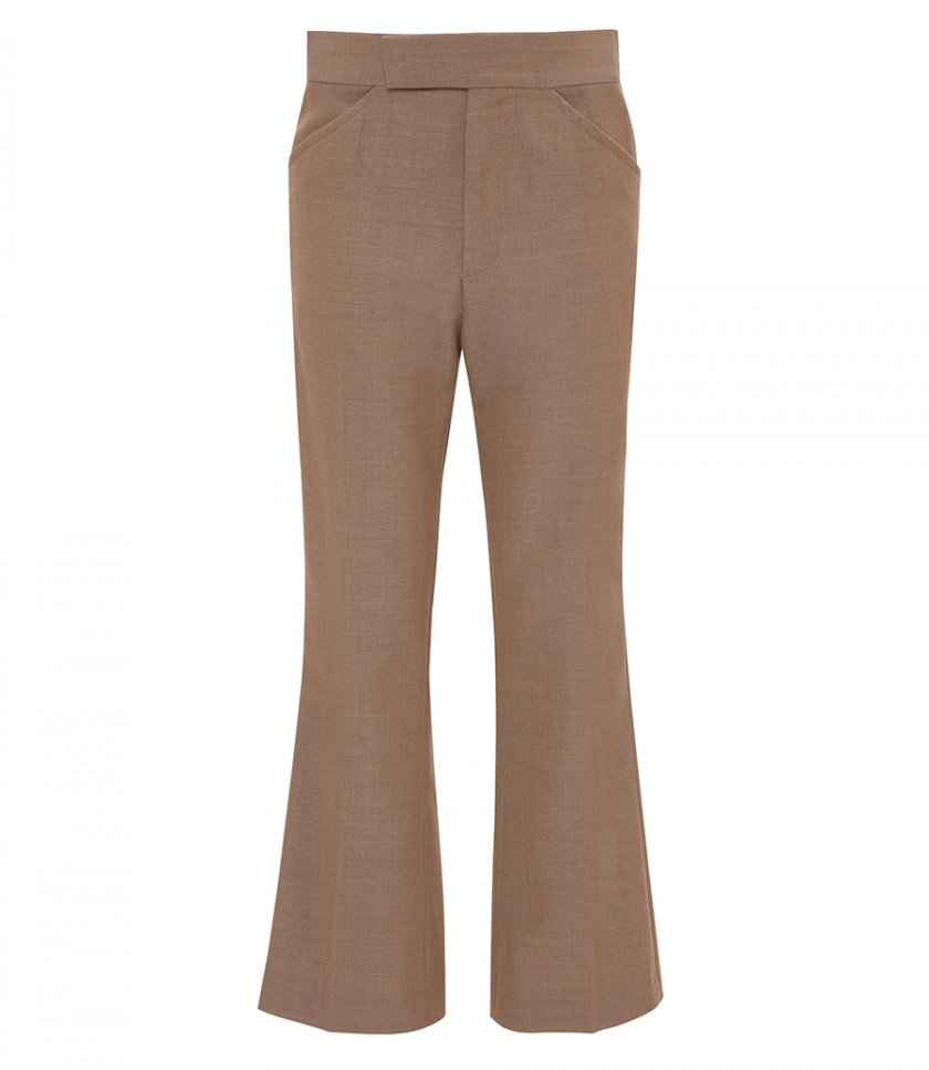 VICTORIA BECKHAM - WIDE CROPPED FLARE TROUSER IN TOBACCO