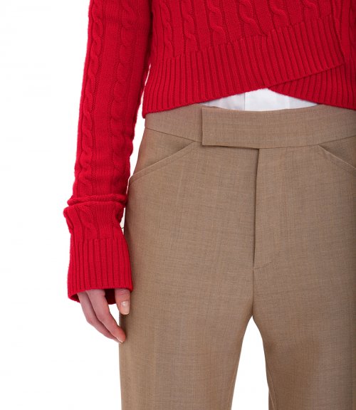 WIDE CROPPED FLARE TROUSER IN TOBACCO