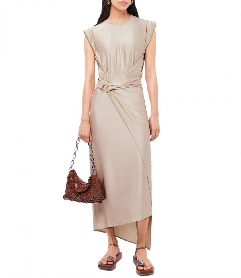 NUDE DRAPED DRESS WITH SIGNATURE PIERCING