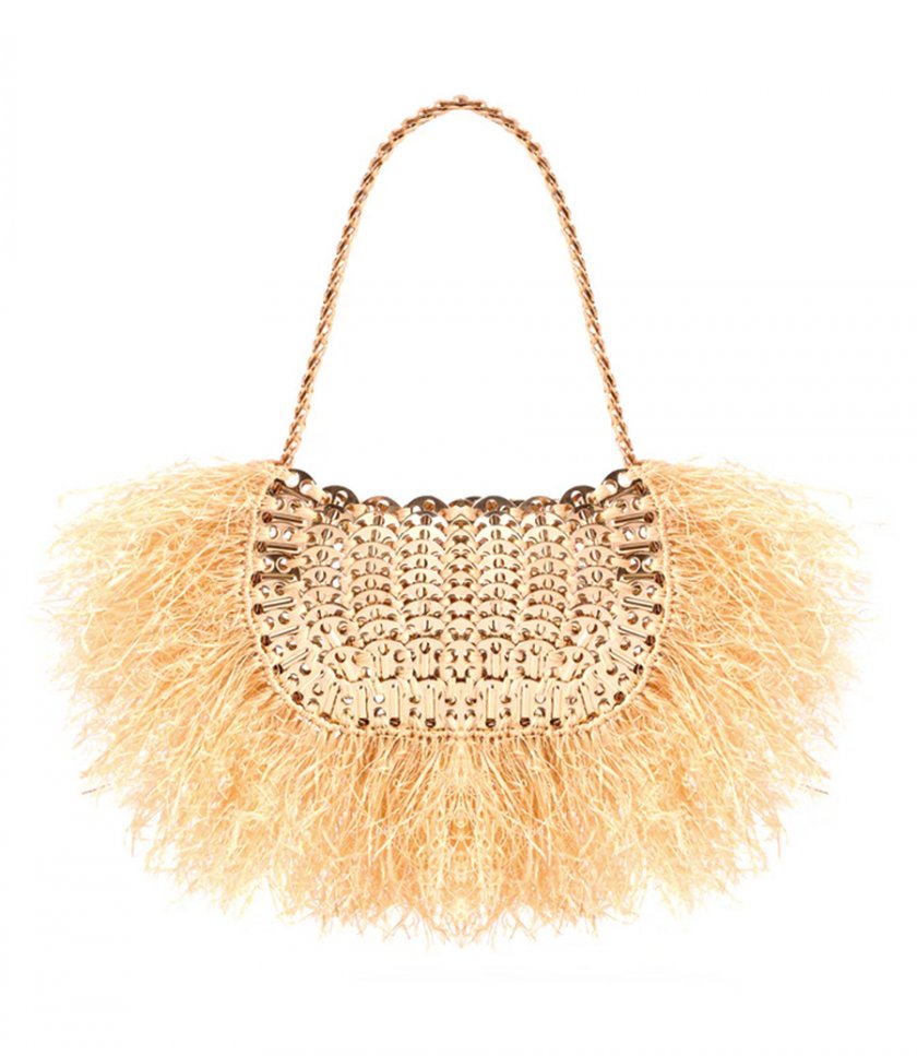 RABANNE - ICONIC 1969 MOON BAG WITH NATURAL RAPHIA FRINGES