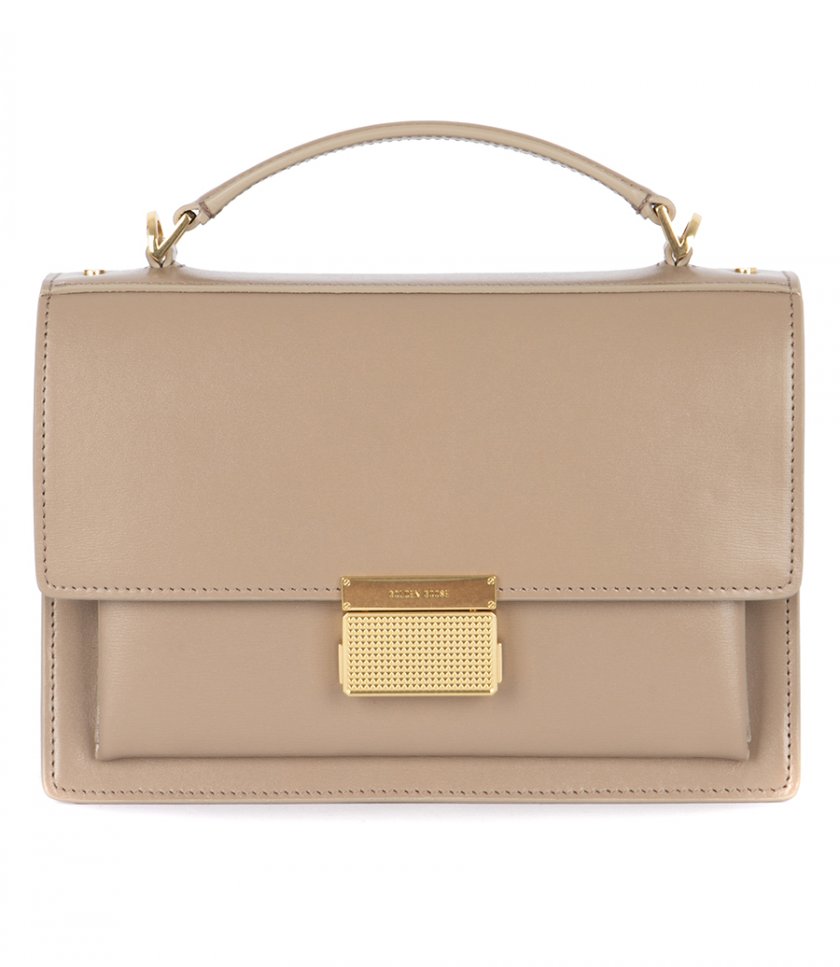 BAGS - VENEZIA BAG IN BEIGE BOARDED LEATHER WITH GOLD DETAILS