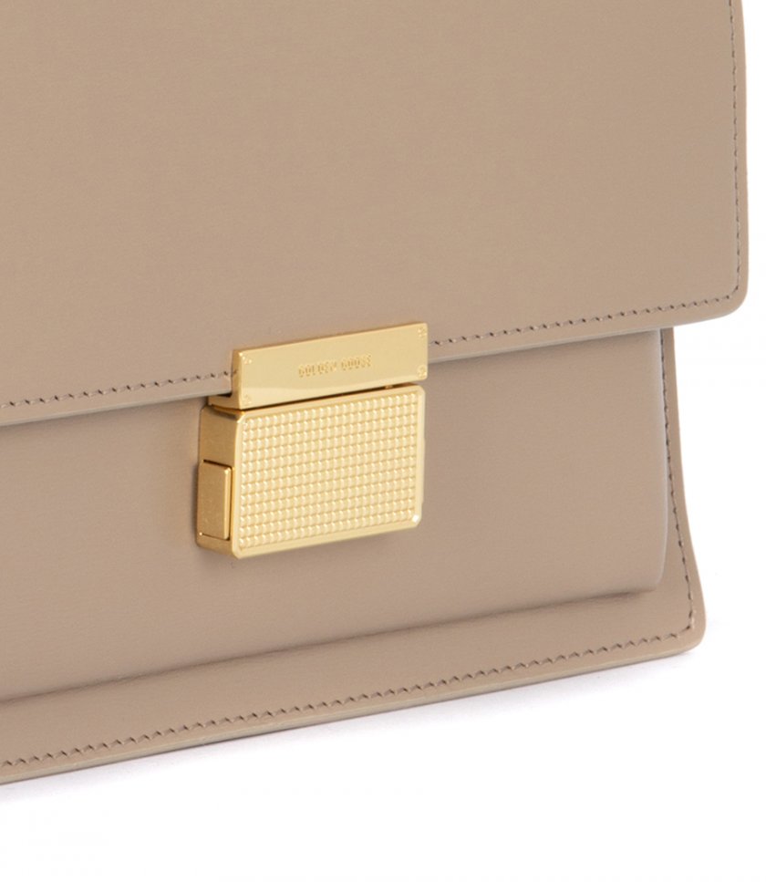 VENEZIA BAG IN BEIGE BOARDED LEATHER WITH GOLD DETAILS