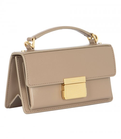 SMALL VENEZIA BAG IN BEIGE BOARDED LEATHER WITH GOLD DETAILS