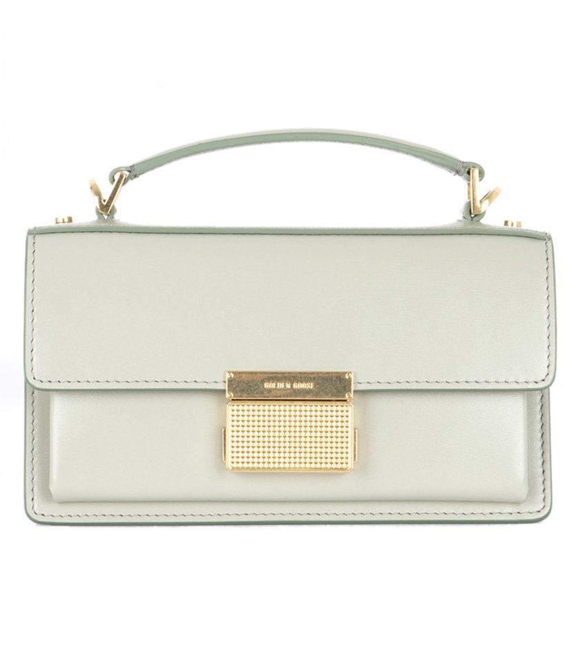 JUST IN - SMALL VENEZIA BAG IN MINERAL-GRAY BOARDED LEATHER WITH GOLD DETAILS