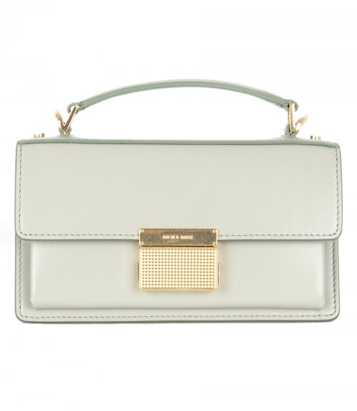SMALL VENEZIA BAG IN MINERAL-GRAY BOARDED LEATHER WITH GOLD DETAILS