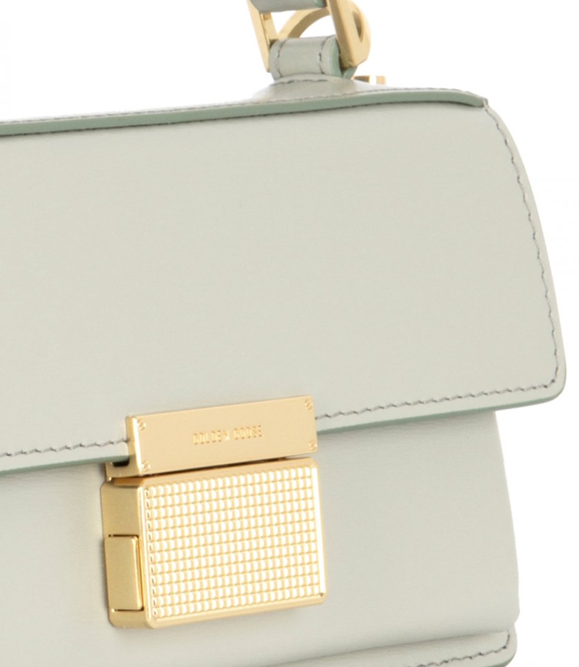 SMALL VENEZIA BAG IN MINERAL-GRAY BOARDED LEATHER WITH GOLD DETAILS