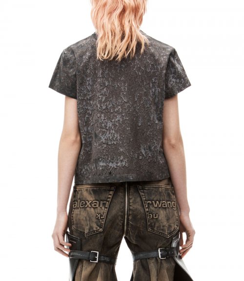 LOGO EMBOSSED SPLATTER WASH SHRUNKEN TEE