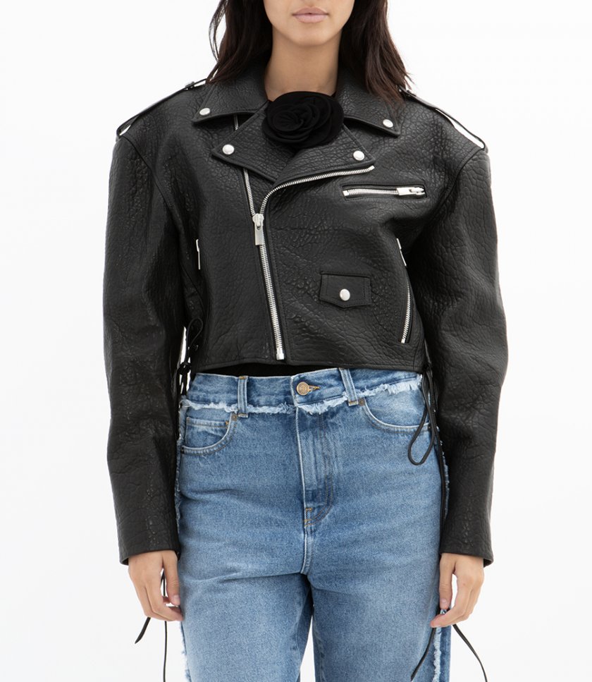 CROPPED LEATHER BIKER JACKET