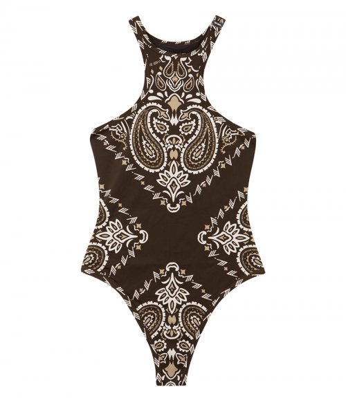 BROWN, BEIGE AND WHITE ONE PIECE