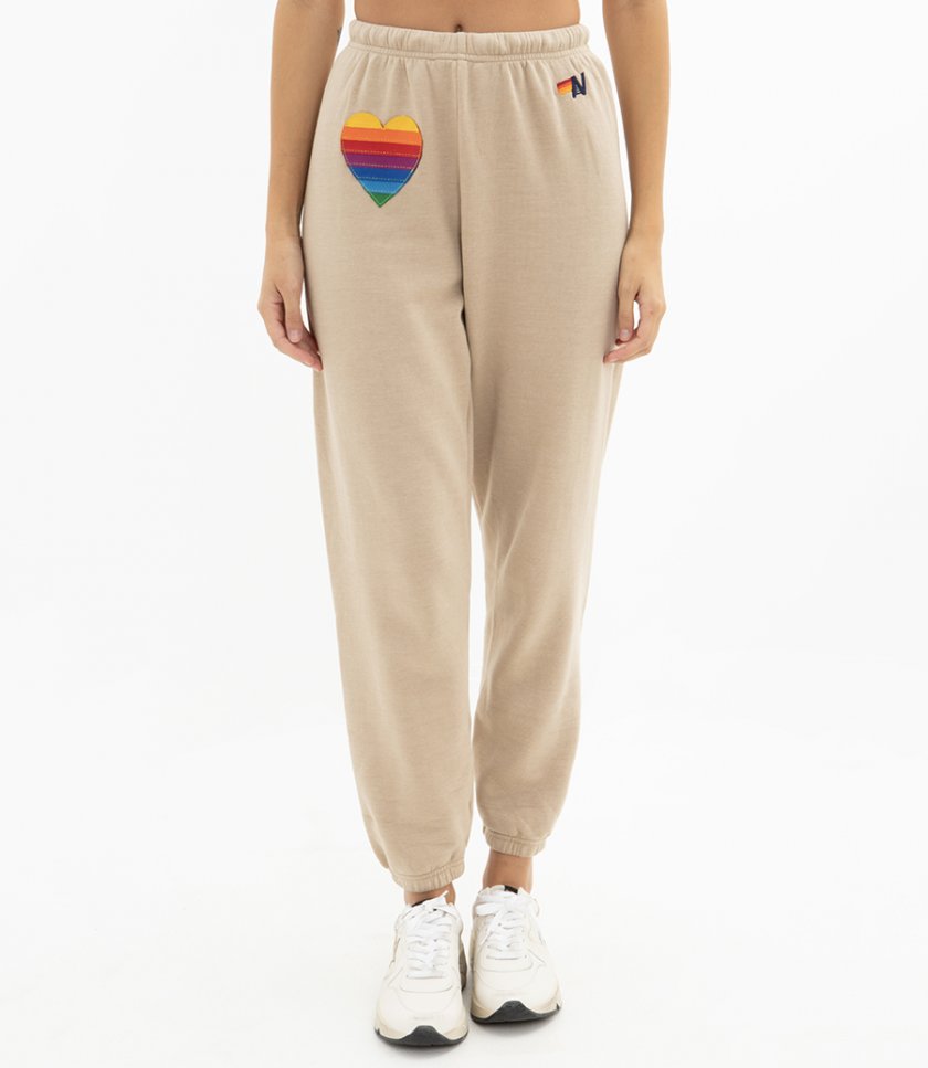 WOMEN'S RAINBOW HEART STITCH SWEATPANTS