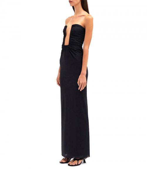 PLUNGE STRAPLESS COLUMN DRESS