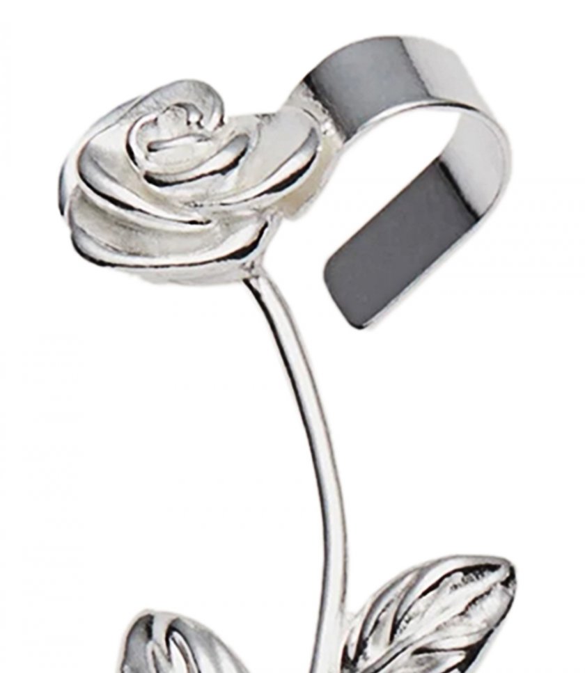 SILVER ROSE CUFF EARRINGS