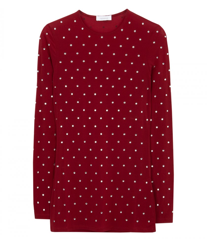 RABANNE - EMBELLISHED JERSEY TOP