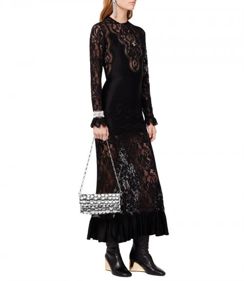 BLACK LONG DRESS IN JERSEY AND LACE