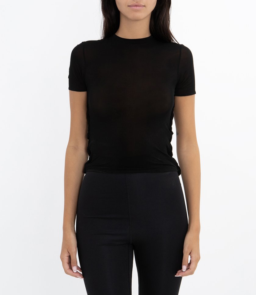 MESH RUCHED BACK T-SHIRT