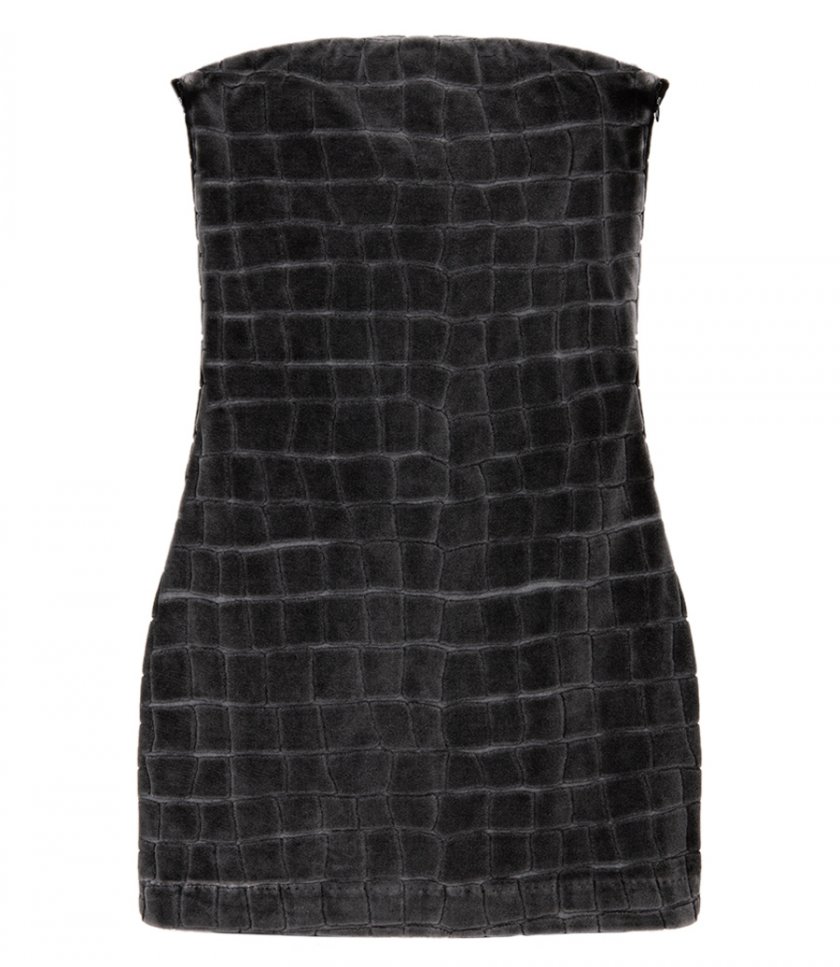 ALEXANDER WANG - CROCODILE JACQUARD VELOUR BANDEAU MINIDRESS