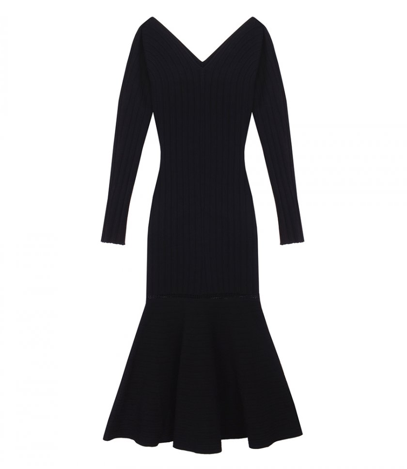 VICTORIA BECKHAM - LONG SLEEVE V-NECK DRESS