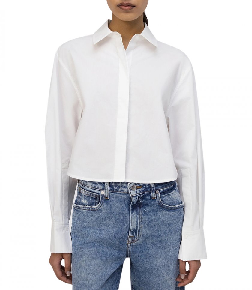 RENATA CROPPED BUTTON SHIRT