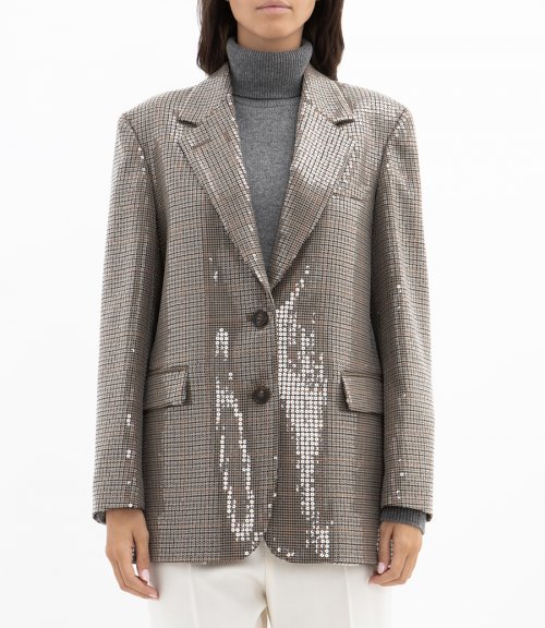 HOUNDSTOOTH JACKET WITH ALL-OVER SEQUIN EMBROIDERY