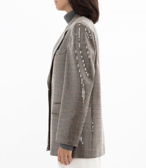 HOUNDSTOOTH JACKET WITH ALL-OVER SEQUIN EMBROIDERY