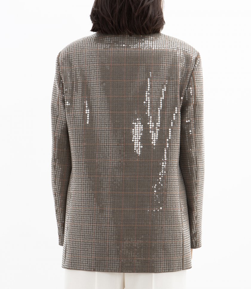 HOUNDSTOOTH JACKET WITH ALL-OVER SEQUIN EMBROIDERY