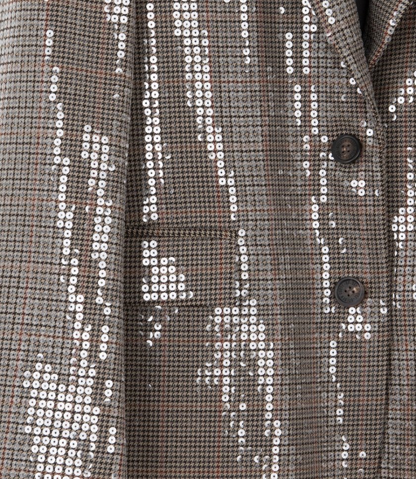 HOUNDSTOOTH JACKET WITH ALL-OVER SEQUIN EMBROIDERY