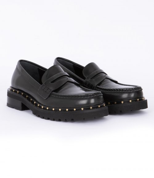 CHUNKY LOAFERS IN STUDDED BLACK LEATHER