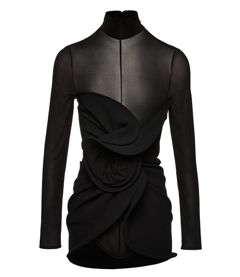 SCULPTURAL HIGH-NECK MINI DRESS