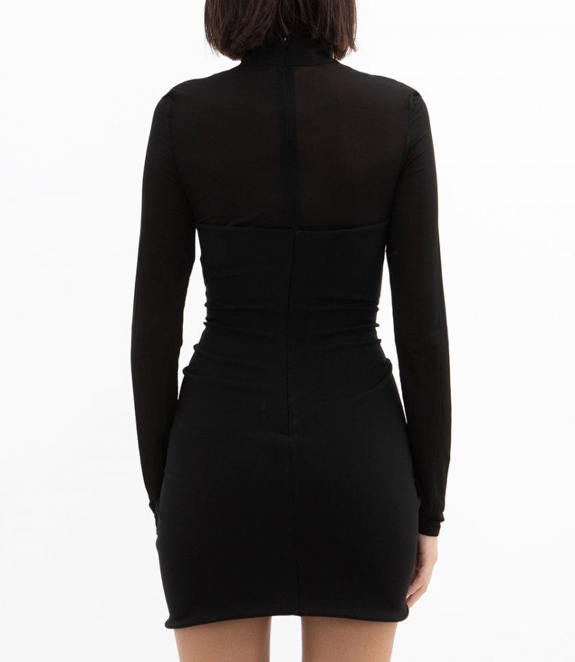 SCULPTURAL HIGH-NECK MINI DRESS