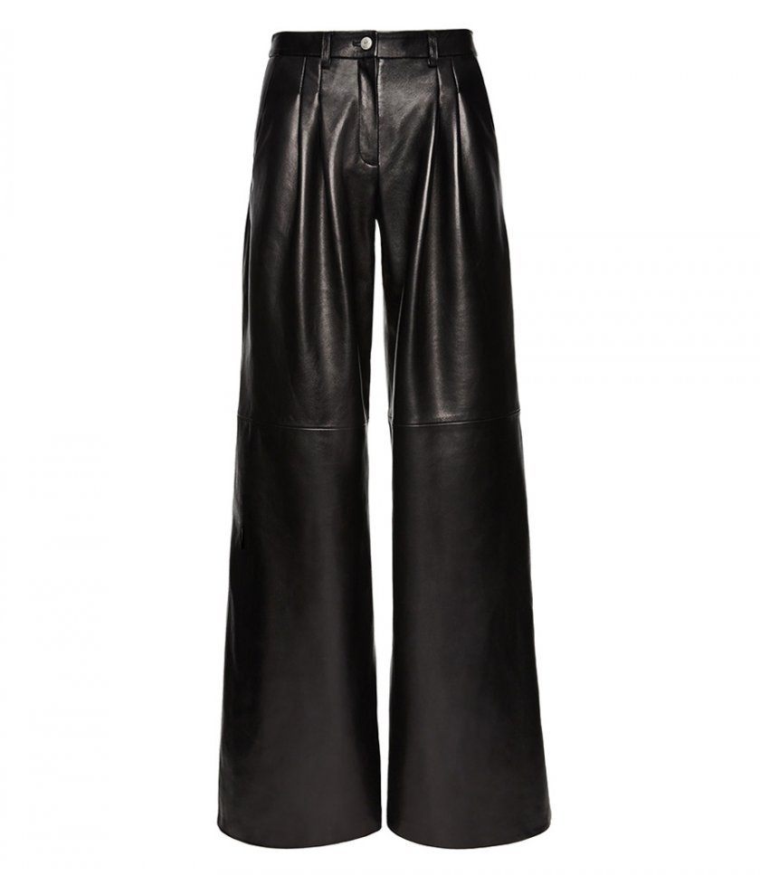 PANTS - WIDE-LEG TAILORED LEATHER PANTS