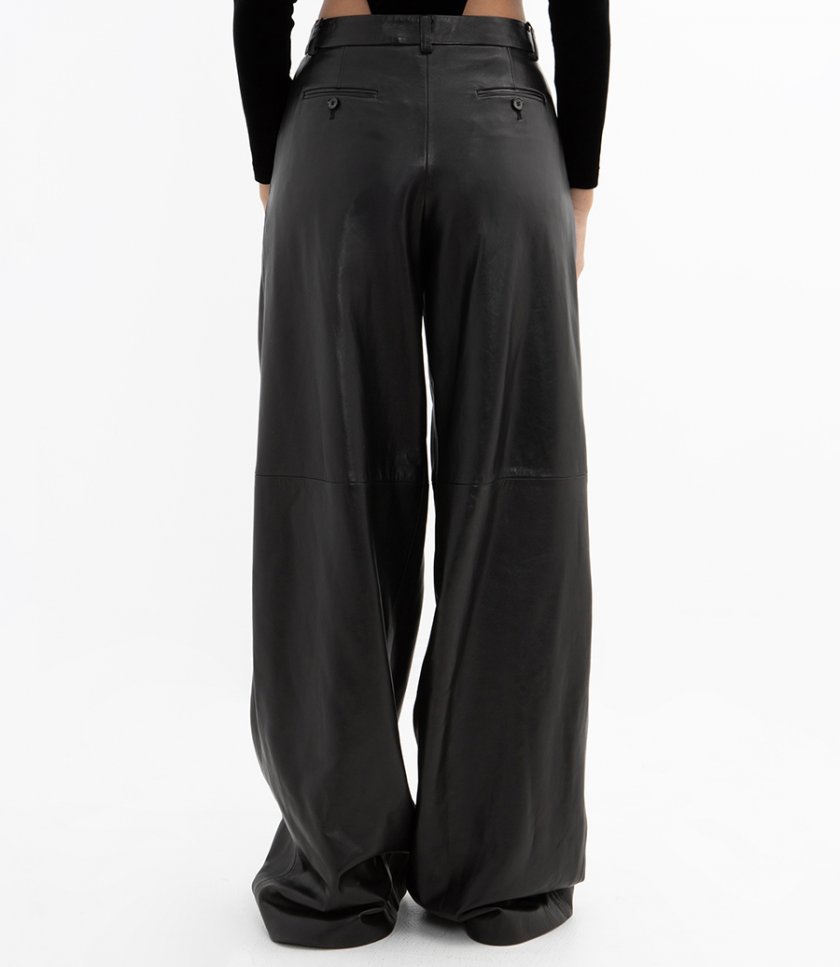 WIDE-LEG TAILORED LEATHER PANTS